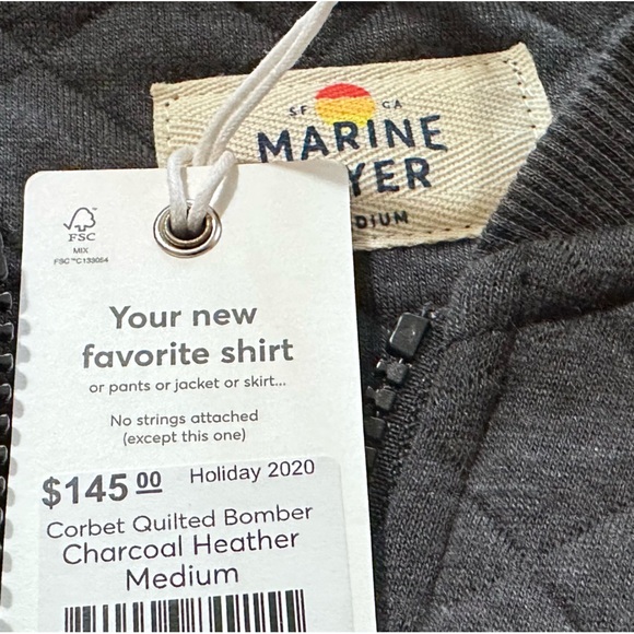 Marine Layer Corbet Quilted Bomber Charcoal Heather - Picture 4 of 4